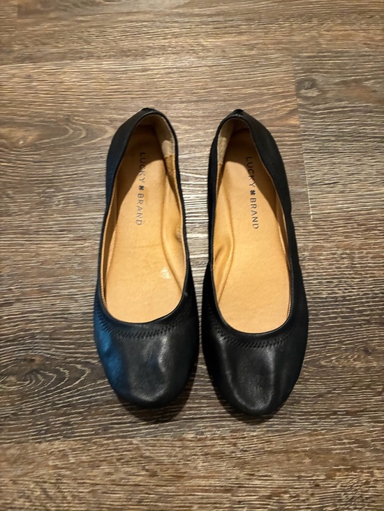 Lucky Brand Shoes - Lucky Brand Black Leather Ballet Flats with Tan Insole